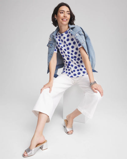 Chico's Polka-Dot Pima Cotton Crewneck Tee