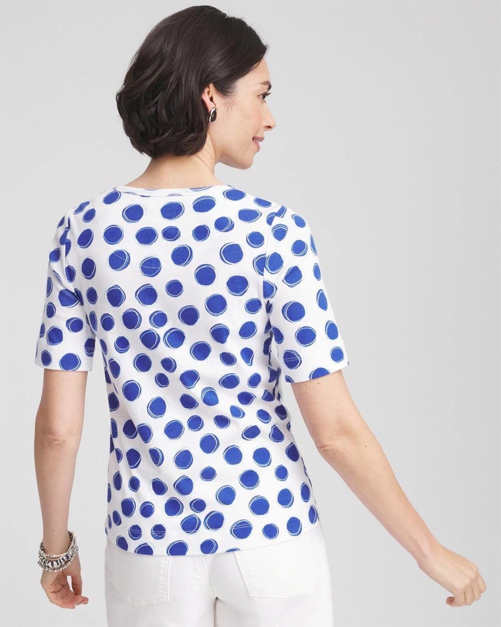 Chico's Polka-Dot Pima Cotton Crewneck Tee