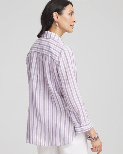Chico's No Iron™ Plum Striped Linen Shirt