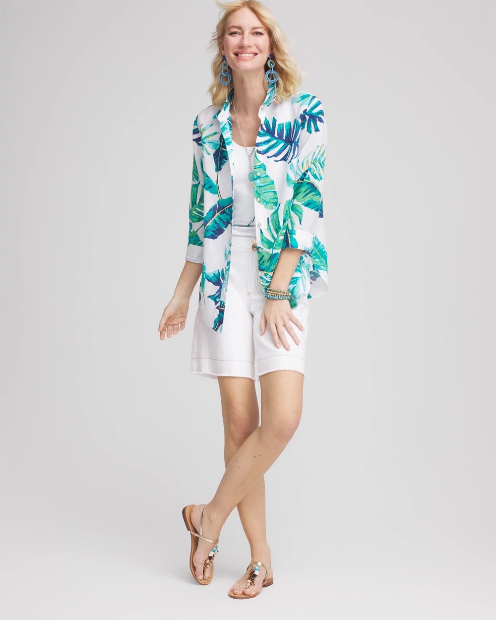 Chico's No Iron™ Palm Print Linen Shirt
