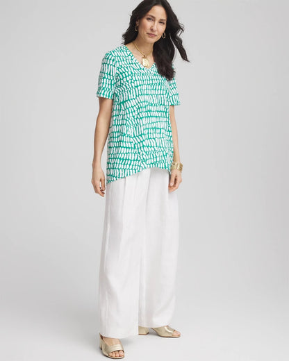 Chico's Tropical Short Sleeve Forward-Seam Tee
