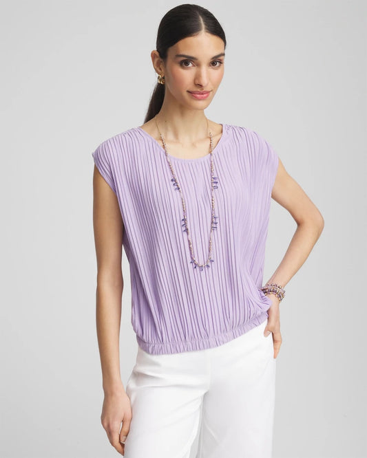 Chico's Pleated Bubble-Hem Tee
