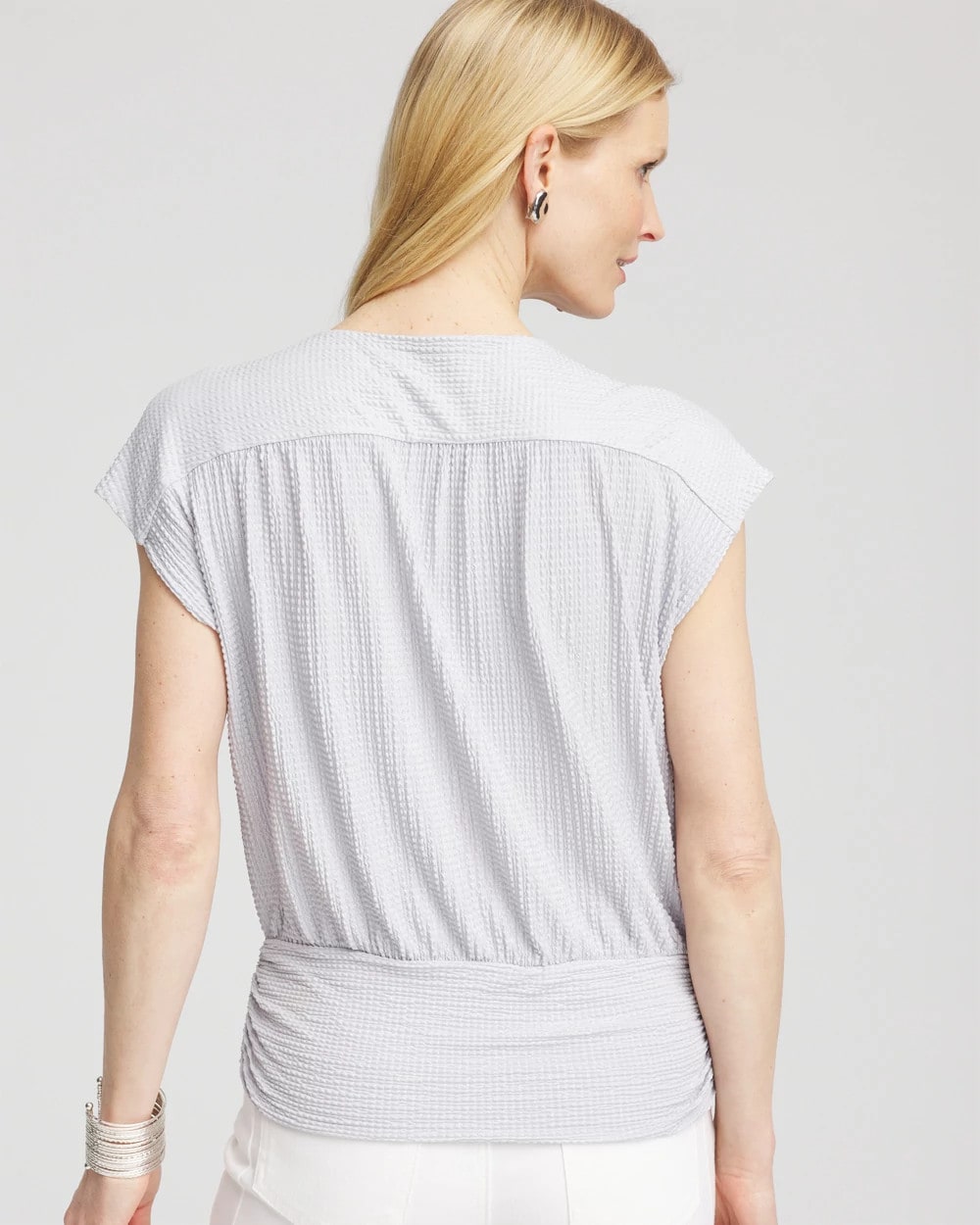Chico's Foiled Knit Banded Bottom Top