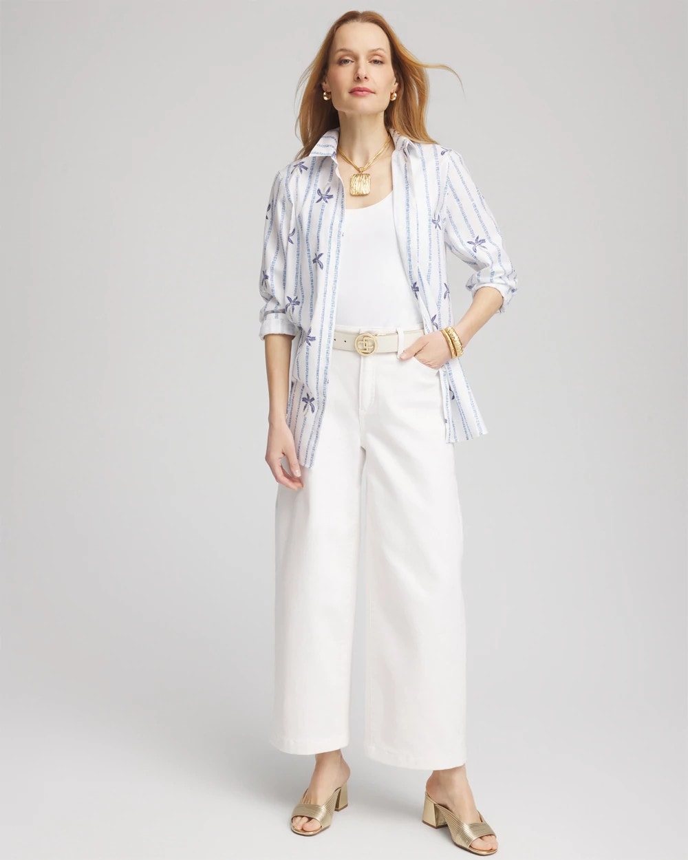 Chico's No Iron™ Palm Striped Sateen Shirt