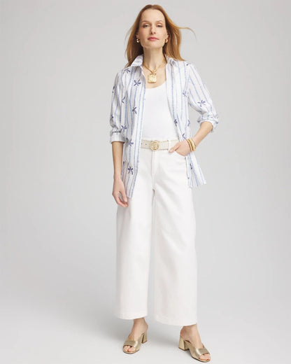 Chico's No Iron™ Palm Striped Sateen Shirt