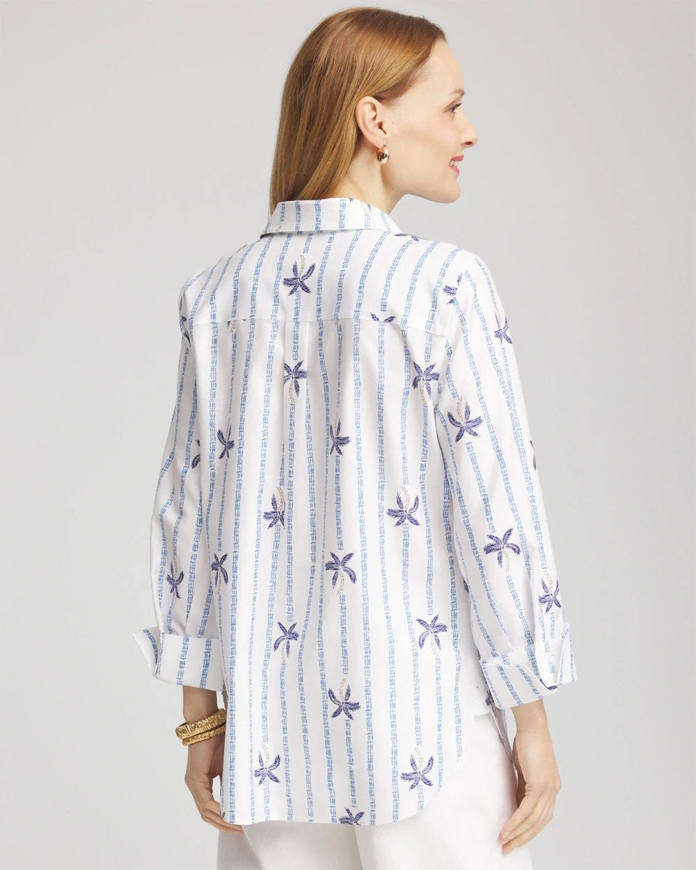 Chico's No Iron™ Palm Striped Sateen Shirt