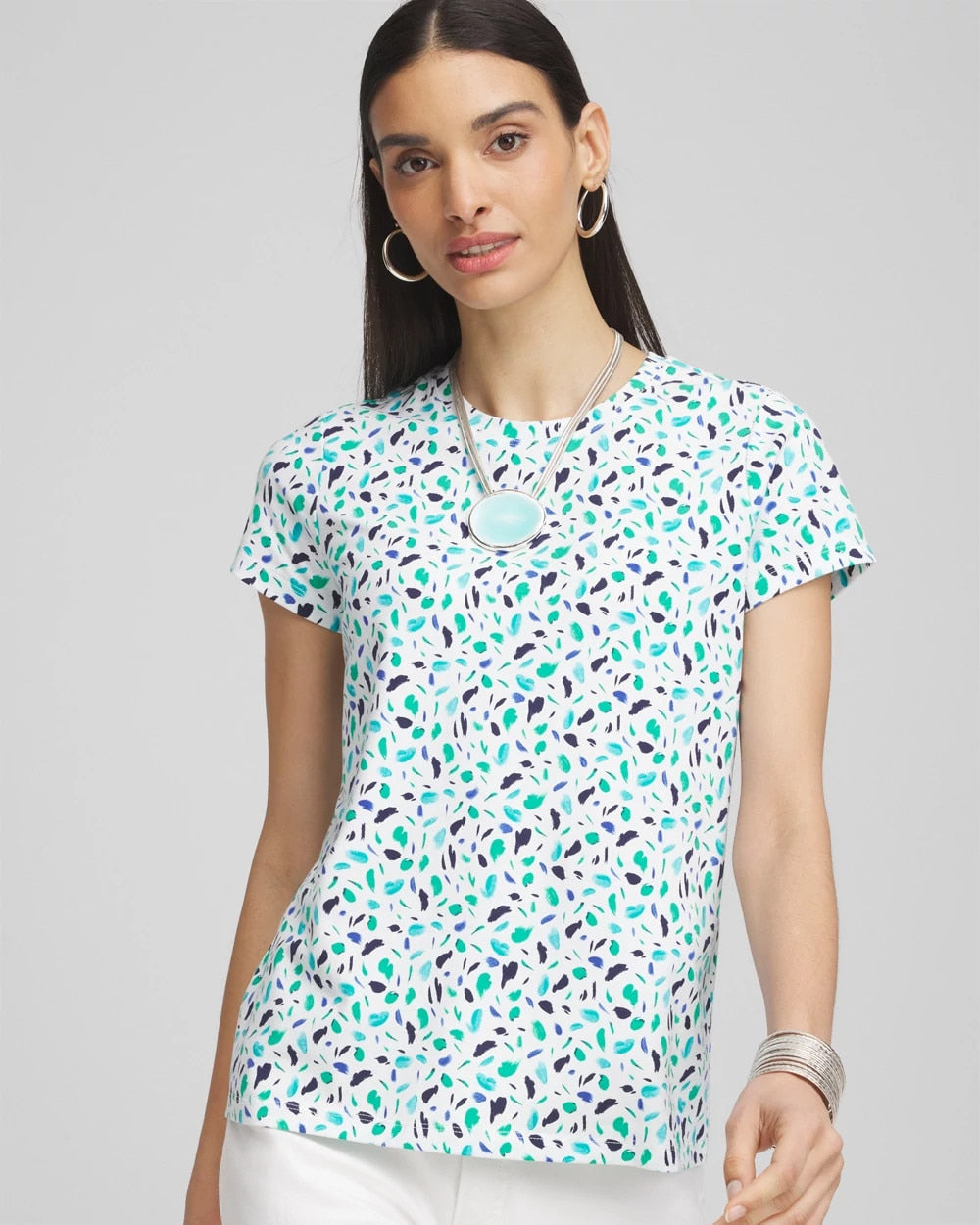 Chico's Polka-Dot Crewneck Perfect Tee