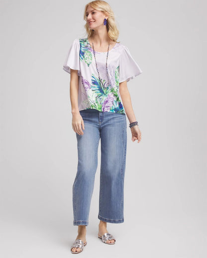 Chico's Flutter Sleeve Satin Top