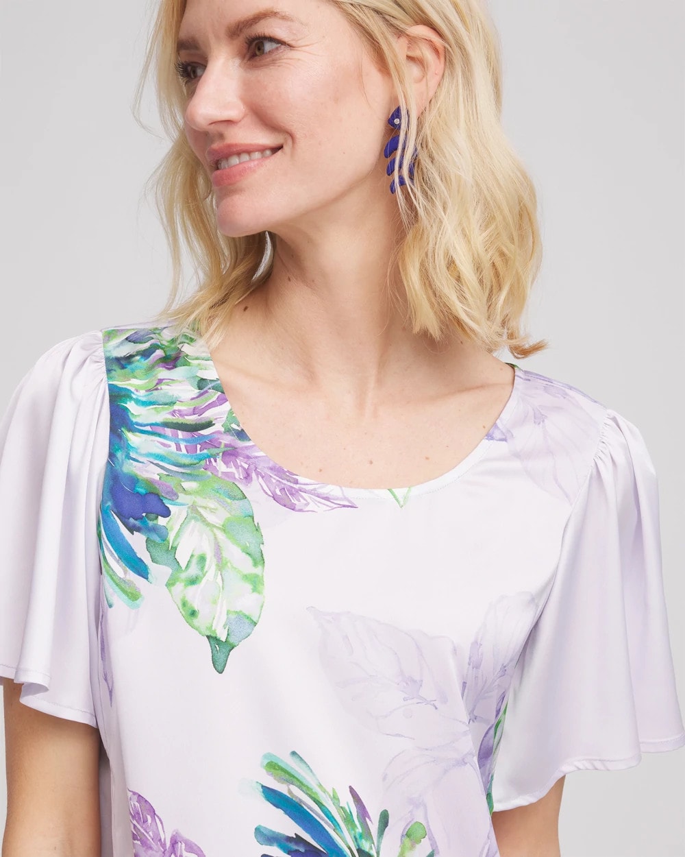 Chico's Flutter Sleeve Satin Top
