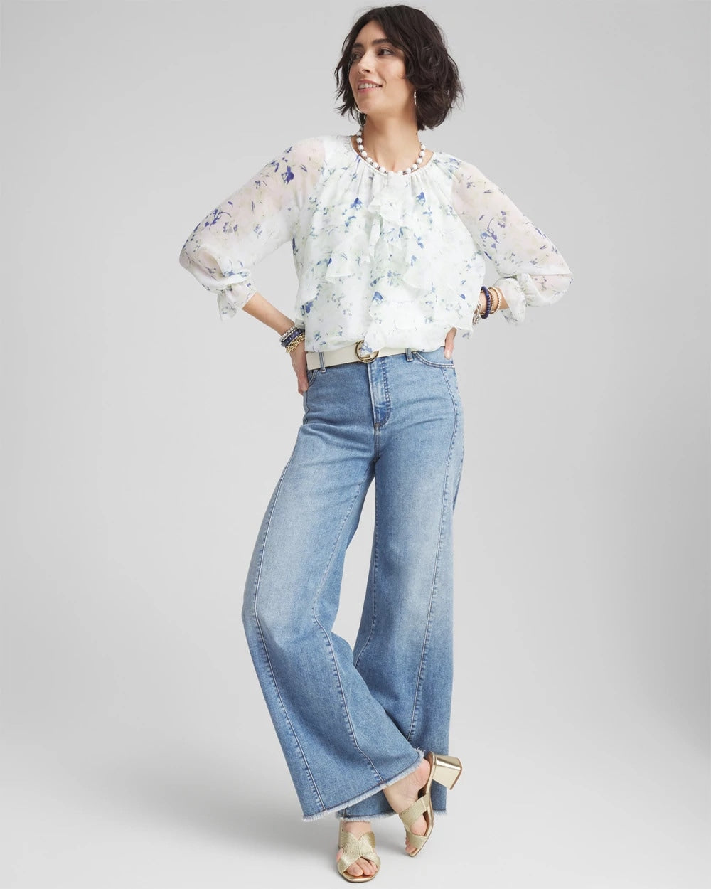 Chico's Georgette Sheer Ruffle Blouse