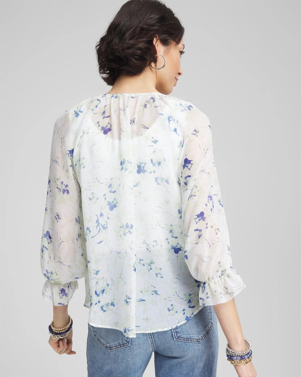 Chico's Georgette Sheer Ruffle Blouse