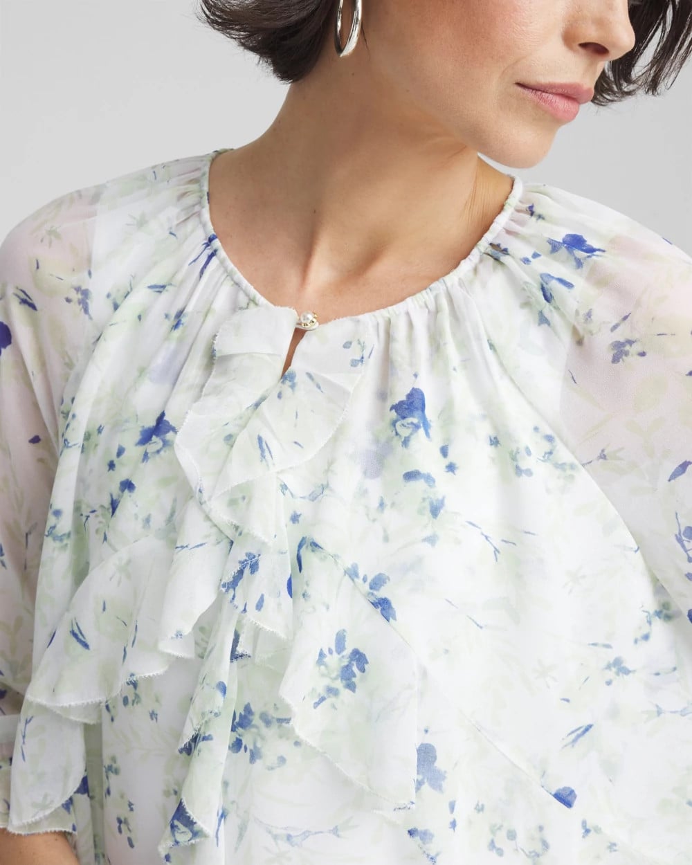 Chico's Georgette Sheer Ruffle Blouse