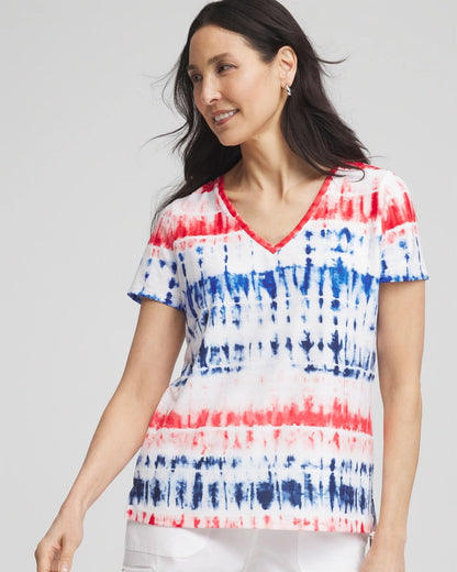 Chico's Zenergy® Americana Tie-dye V-Neck Tee