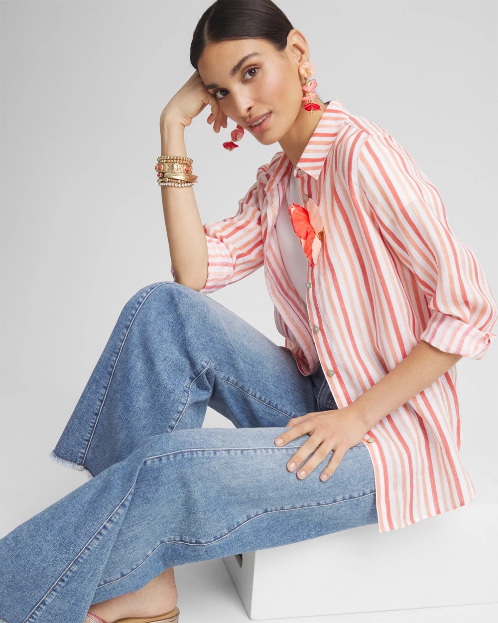 Chico's No Iron™ Striped Linen Shirt