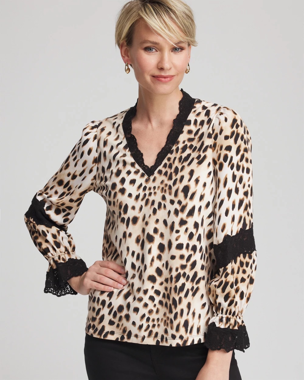 Chico's Animal Print Long-Sleeved Top