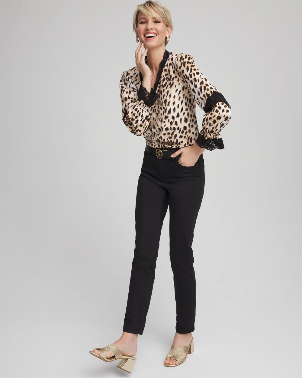 Chico's Animal Print Long-Sleeved Top