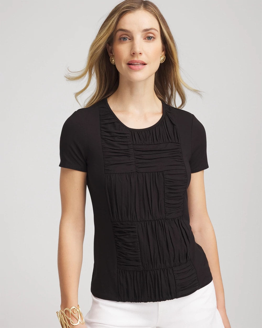 Chico's Jersey Knit Ruched Front Tee