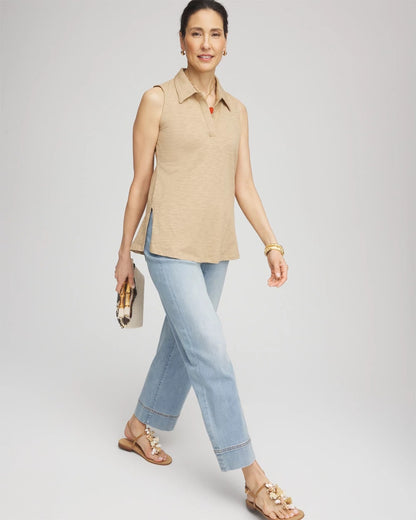 Chico's Slub Sleeveless Collared Tunic