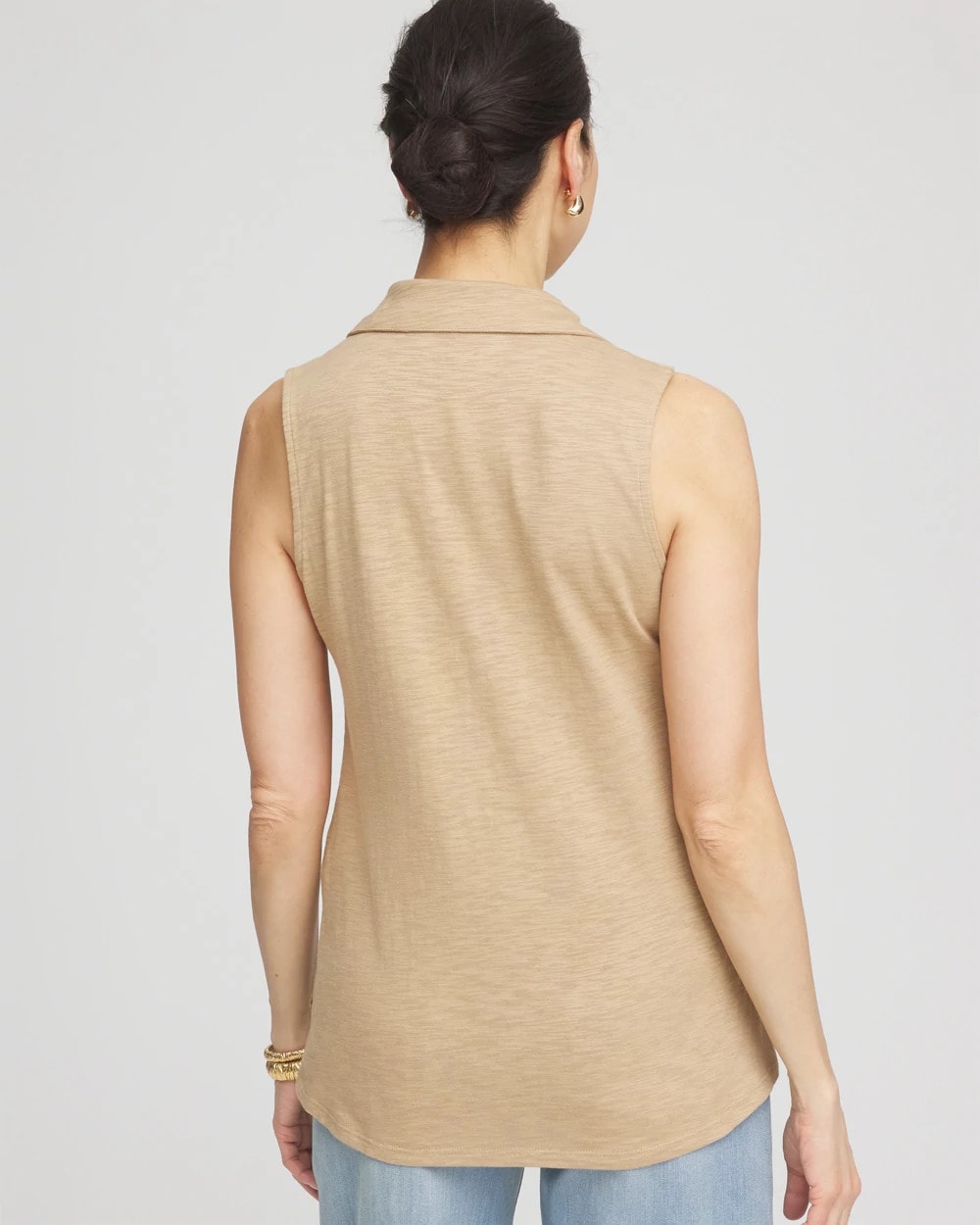 Chico's Slub Sleeveless Collared Tunic