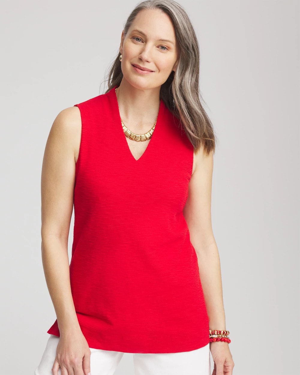 Chico's Textured Sleeveless V-Neck Tunic