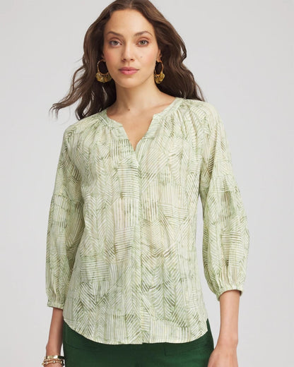 Chico's Lurex Stripe Cotton Blouse