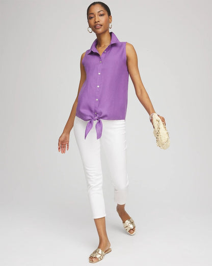 Chico's No Iron™ Linen Tie-Front Sleeveless Shirt
