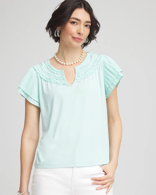 Chico's Touch of Cool™ Layered Pleated Flutter Tee