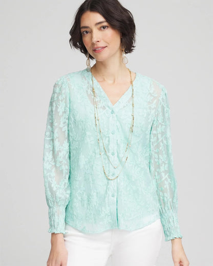 Chico's Floral Soutache V-Neck Blouse