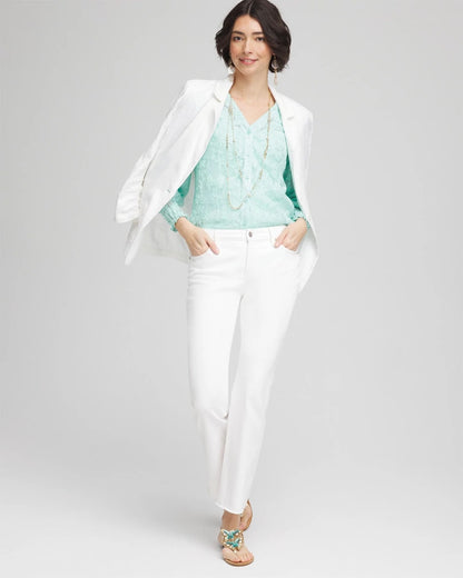 Chico's Floral Soutache V-Neck Blouse