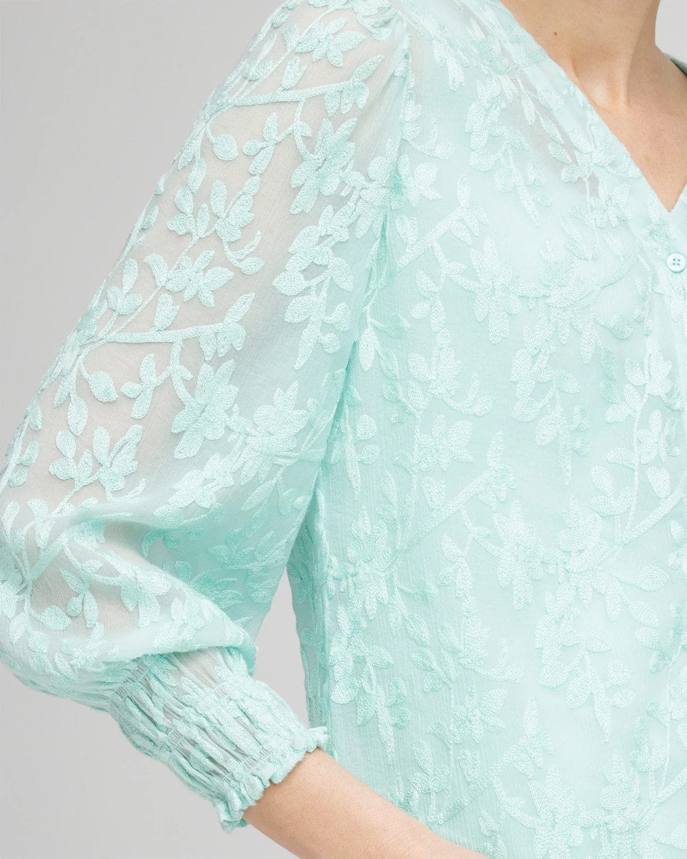 Chico's Floral Soutache V-Neck Blouse
