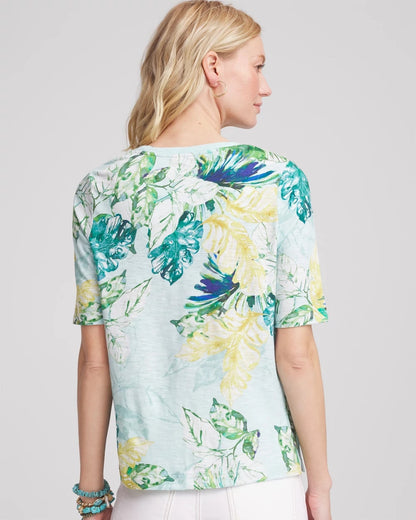 Chico's Island Print Slub Short-Sleeve Tee