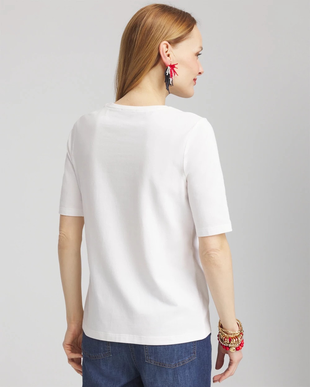 Chico's Flag Embellished Knit Tee