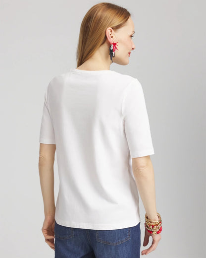 Chico's Flag Embellished Knit Tee