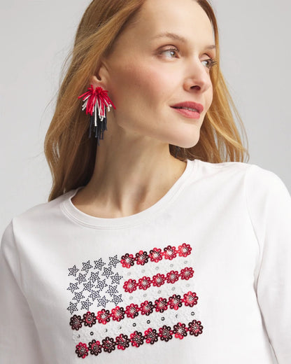 Chico's Flag Embellished Knit Tee