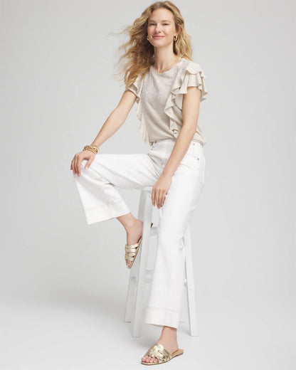 Chico's Embroidered Flutter-Sleeve Tee