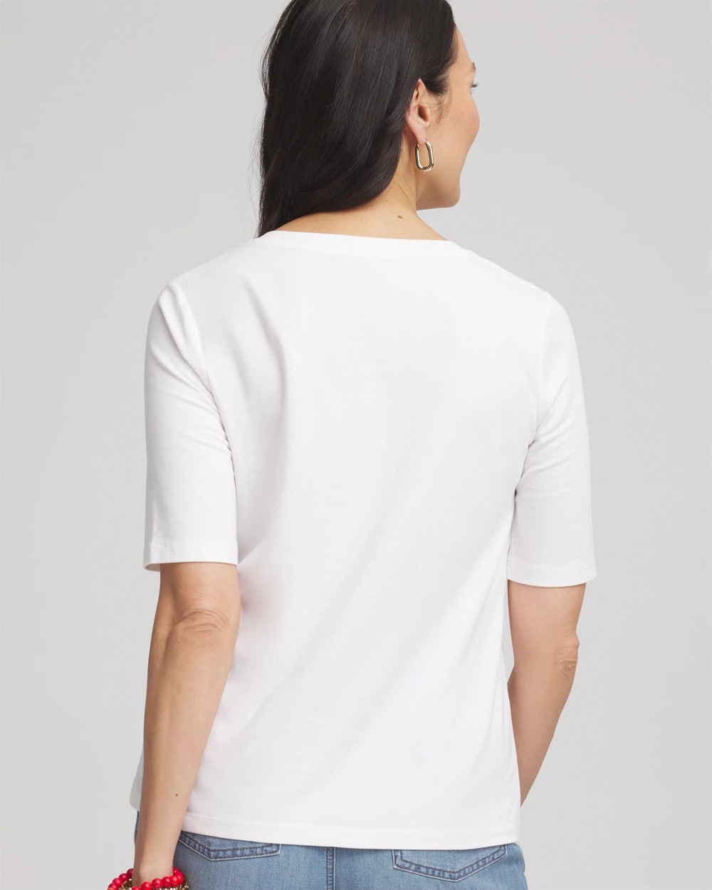 Chico's Coral Print V-Neck Perfect Tee