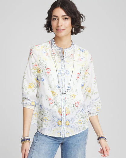 Chico's Floral Billow-Sleeve Blouse