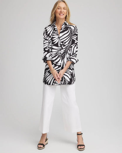 Chico's No Iron™ Printed Palms Button Down Tunic