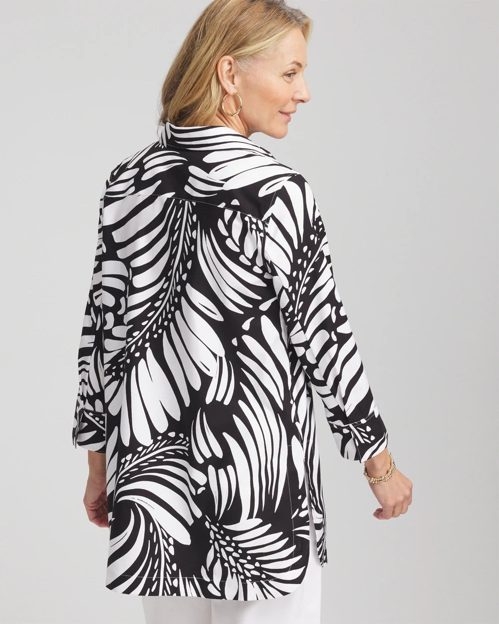 Chico's No Iron™ Printed Palms Button Down Tunic