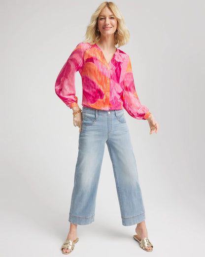 Chico's Watercolor Classic Fit Chiffon Blouse