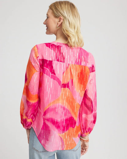Chico's Watercolor Classic Fit Chiffon Blouse