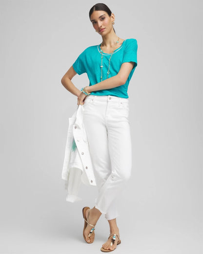 Chico's Sweater Trim Linen Tee
