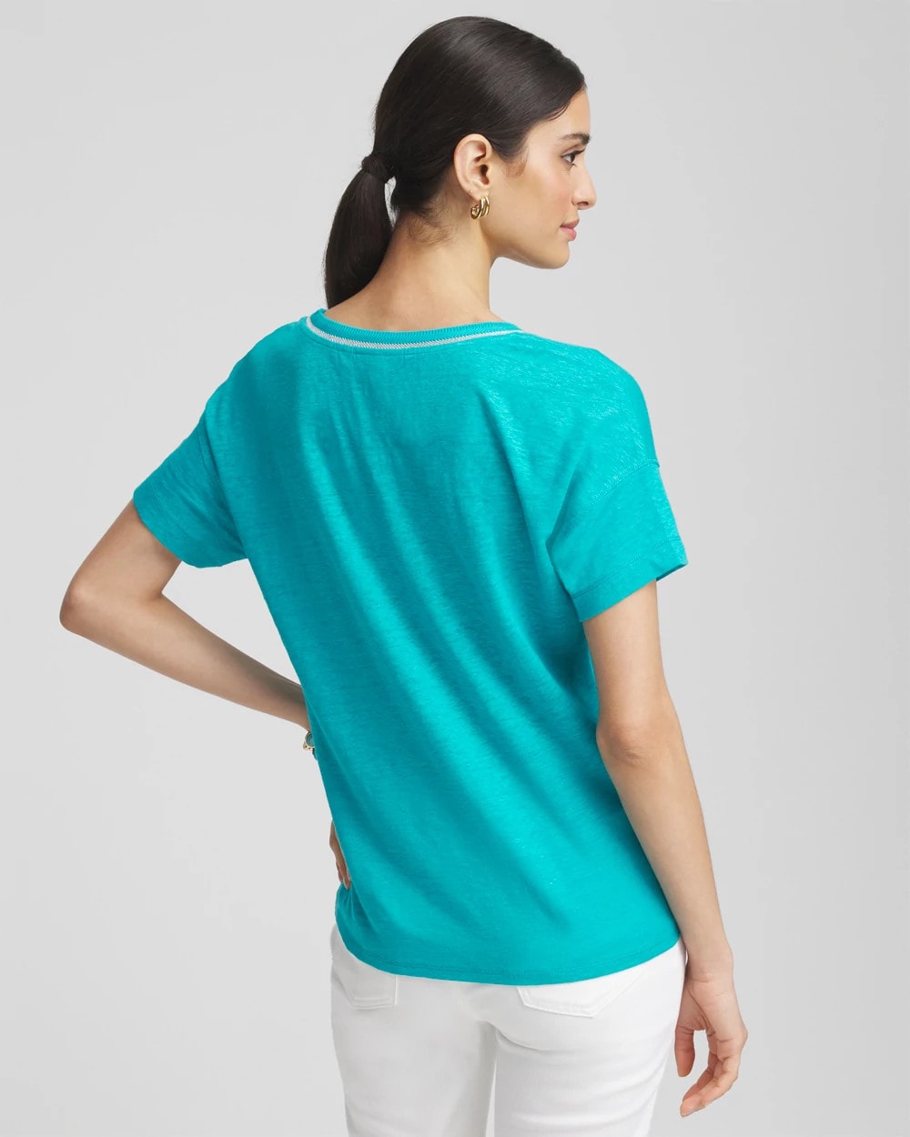Chico's Sweater Trim Linen Tee