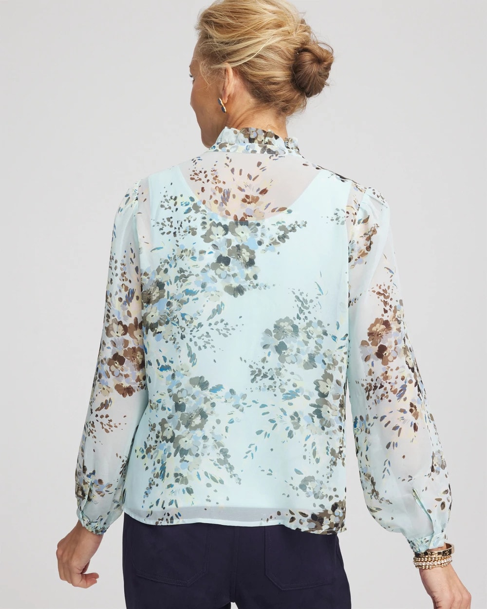 Chico's Floral Georgette Peasant Blouse
