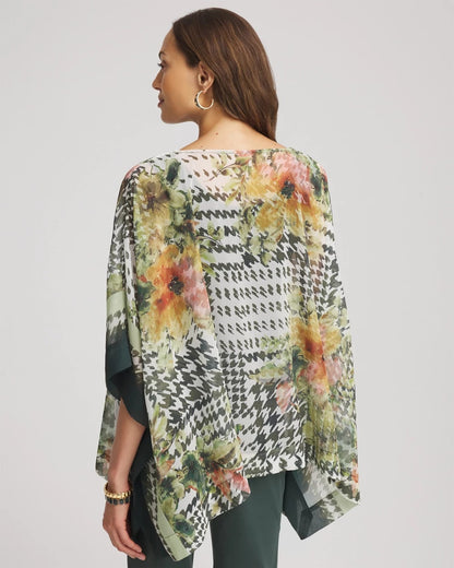 Chico's Printed Crinkle-Chiffon Pullover Poncho