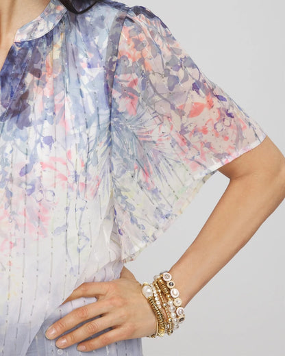 Chico's Jacquard Flutter-Sleeve Blouse