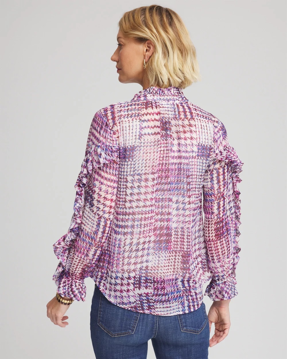 Chico's Gingham-Print Georgette Blouse