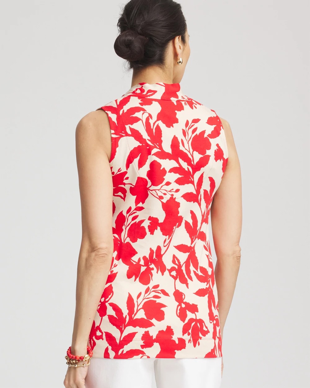 Chico's Floral Sleeveless V-Neck Tunic