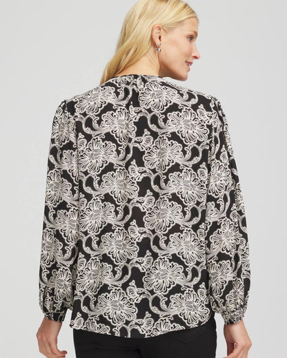 Chico's Caviar Bead Georgette Blouse