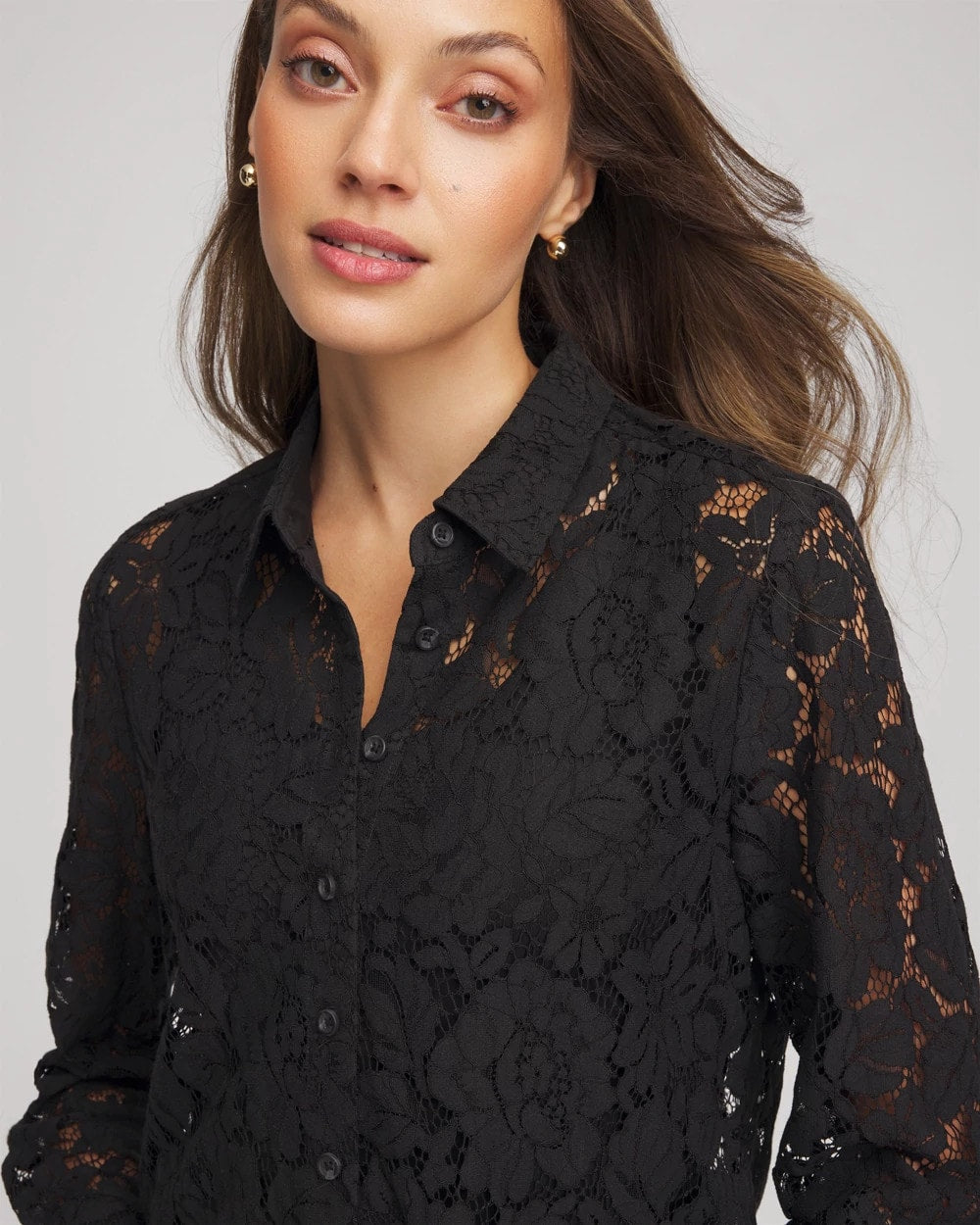 Chico's Classic-Fit Collared Lace Shirt